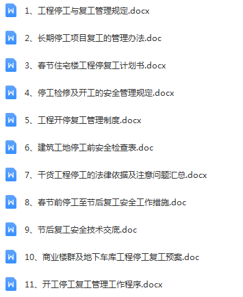春节前停工及节后复工资料汇总（文末下载，23套文档）